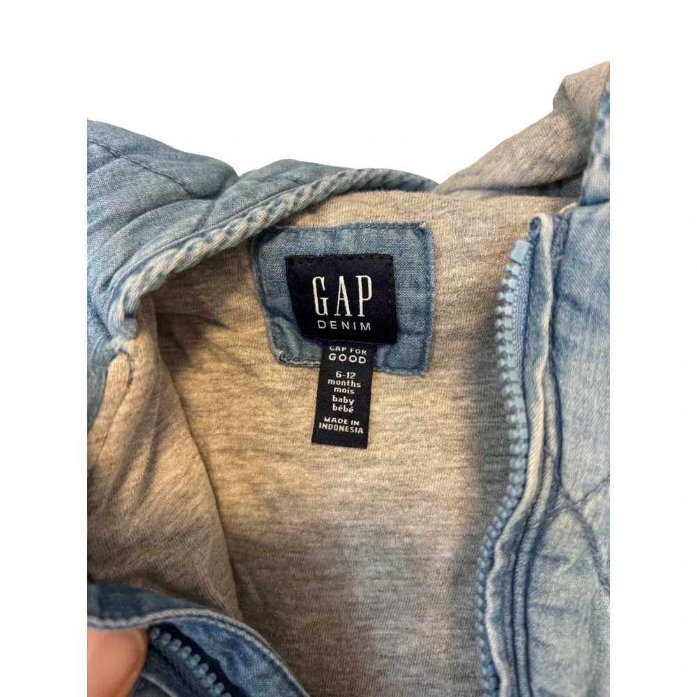 GAP Denim Quilted Snowsuit Bunting Suit Bear Ears Hood‎ 6-12 Months